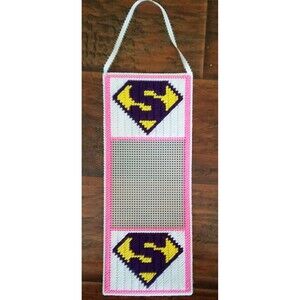 Supergirl Earring Holder – Handmade Wall Organizer, Plastic Canvas Display